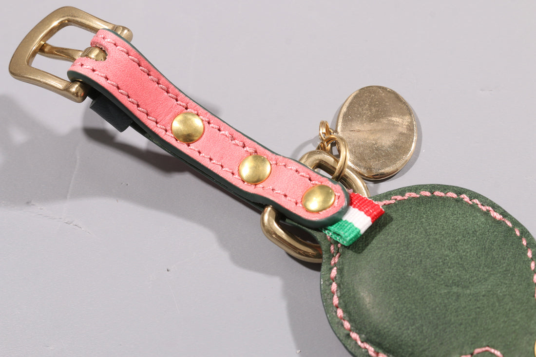 POPPY RED LEATHER DOG COLLAR - AIRTAG EDITION