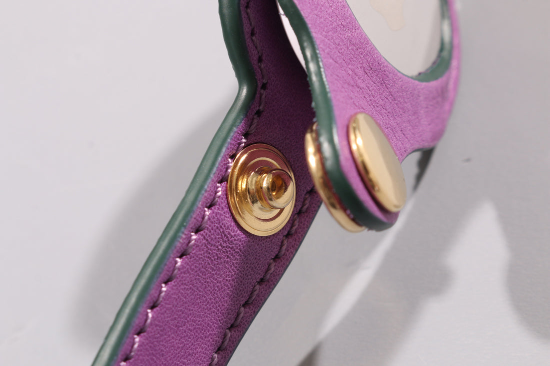 POPPY RED LEATHER DOG COLLAR - AIRTAG EDITION