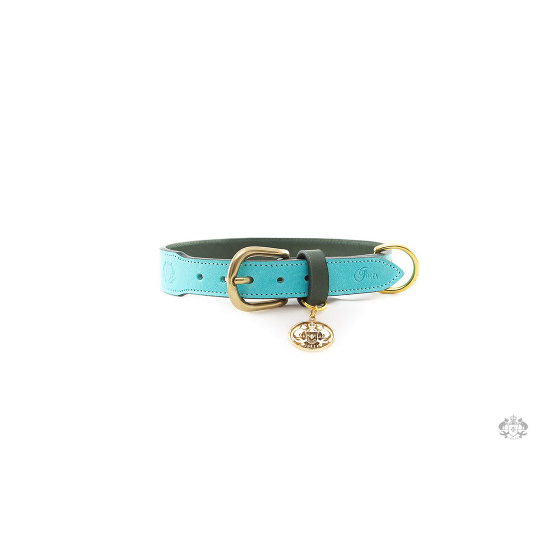 ACQUA TURQUOISE LEATHER DOG COLLAR