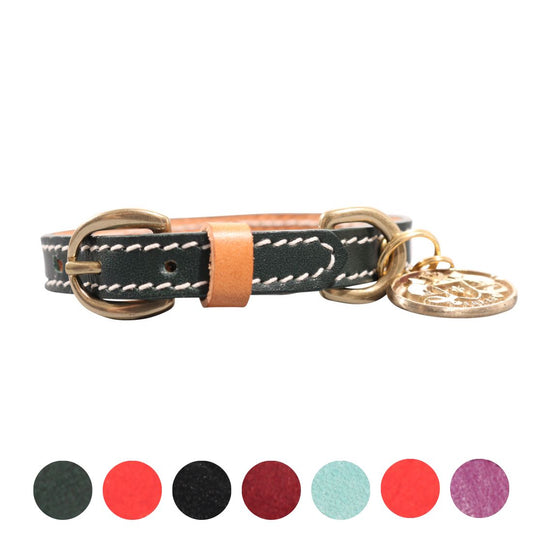 LEATHER DOG COLLAR - PETITE
