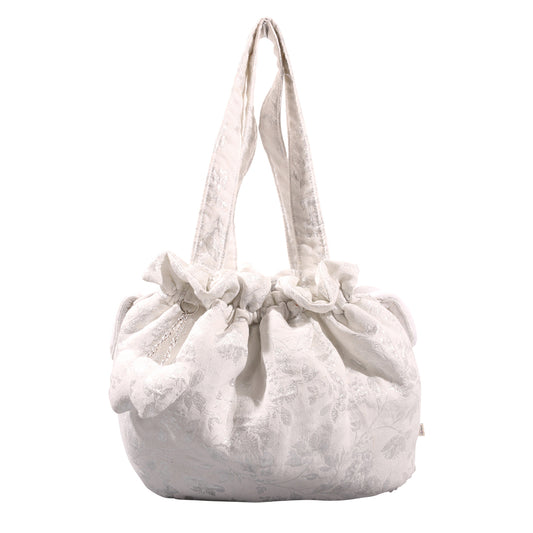 Soft white and Silver carrier bag