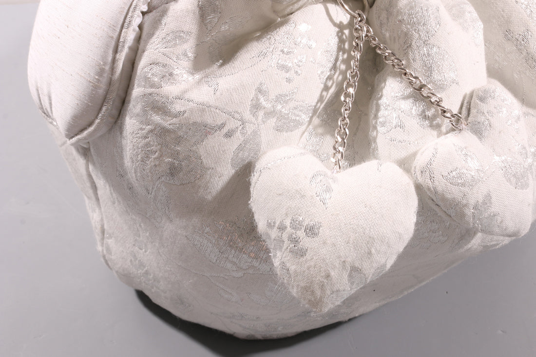 Soft white and Silver carrier bag