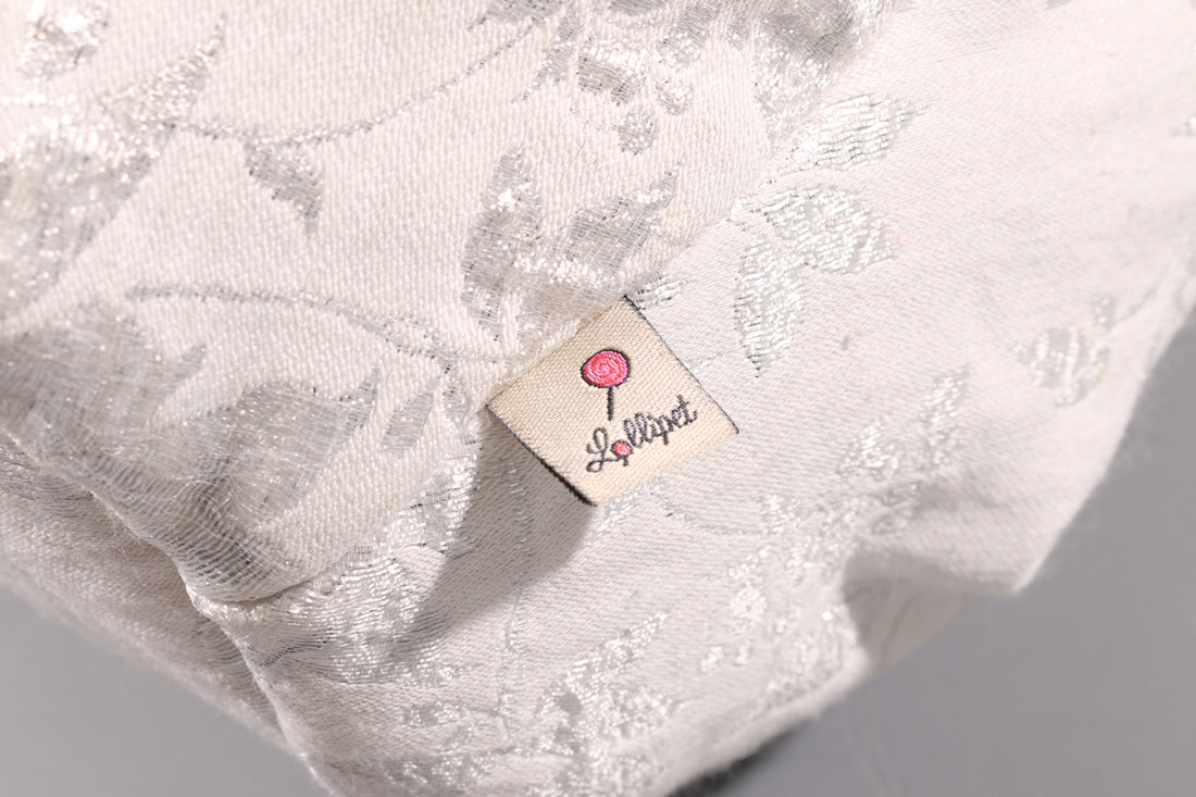 Soft white and Silver carrier bag