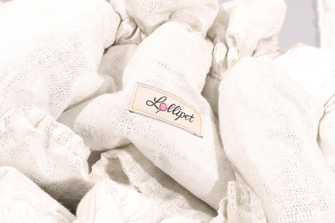 Soft white and Silver carrier bag