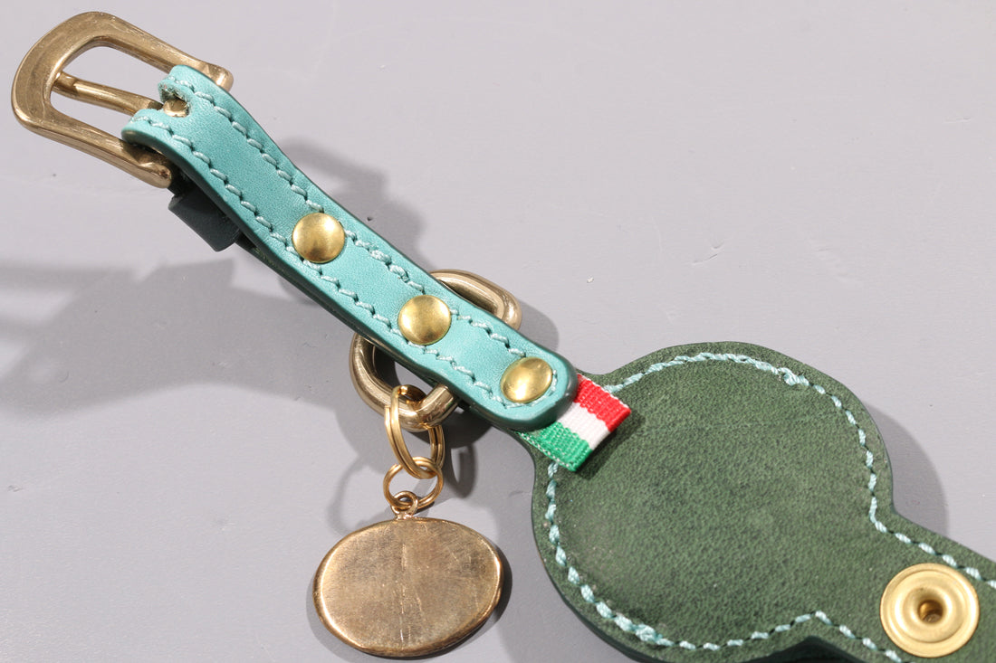 POPPY RED LEATHER DOG COLLAR - AIRTAG EDITION