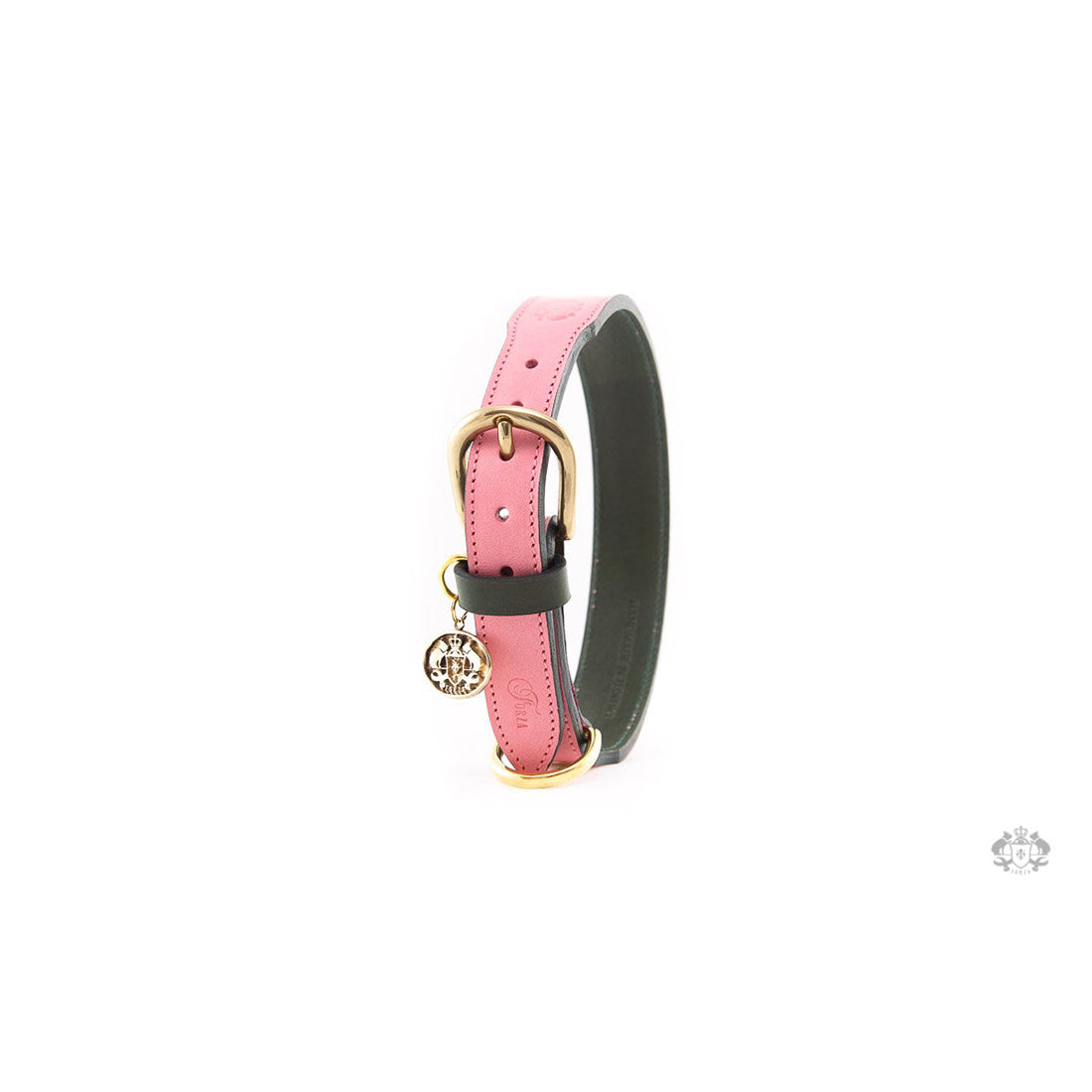 ROSES PINK LEATHER DOG COLLAR