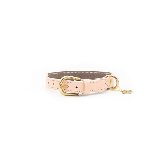 PEACH PINK LEATHER DOG COLLAR