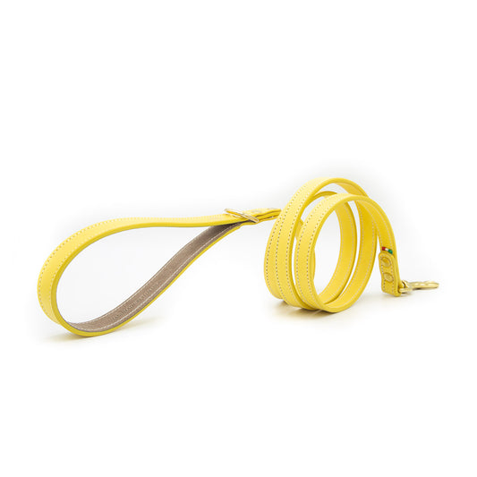 SORBET YELLOW LEATHER DOG LEAD