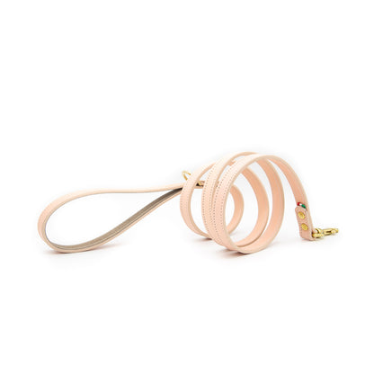 PEACH PINK LEATHER DOG LEAD